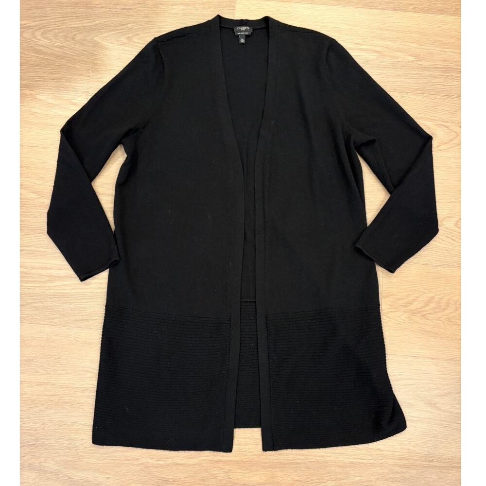 Talbots black pure merino wool long sleeve sweater womens size large petite